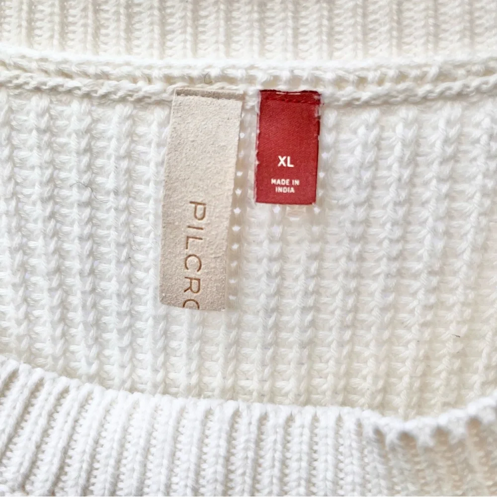 ANTHROPOLOGIE | PILCRO MARTINE PEASANT SLEEVE SWEATER BLOUSE PINK CREAM XL - Picture 9 of 10